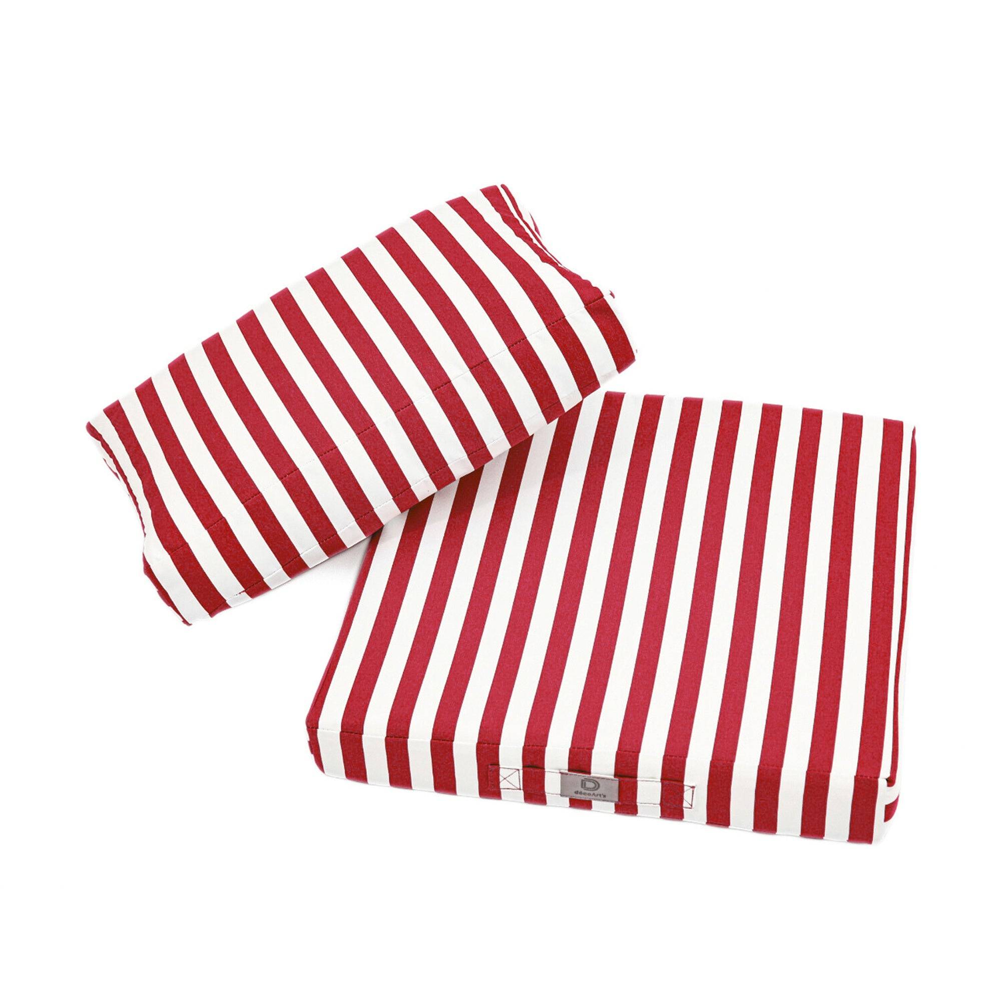 Coussins pour salon de jardin déhoussable 60x60cm Rayure rouge - Déco arts - Image 4