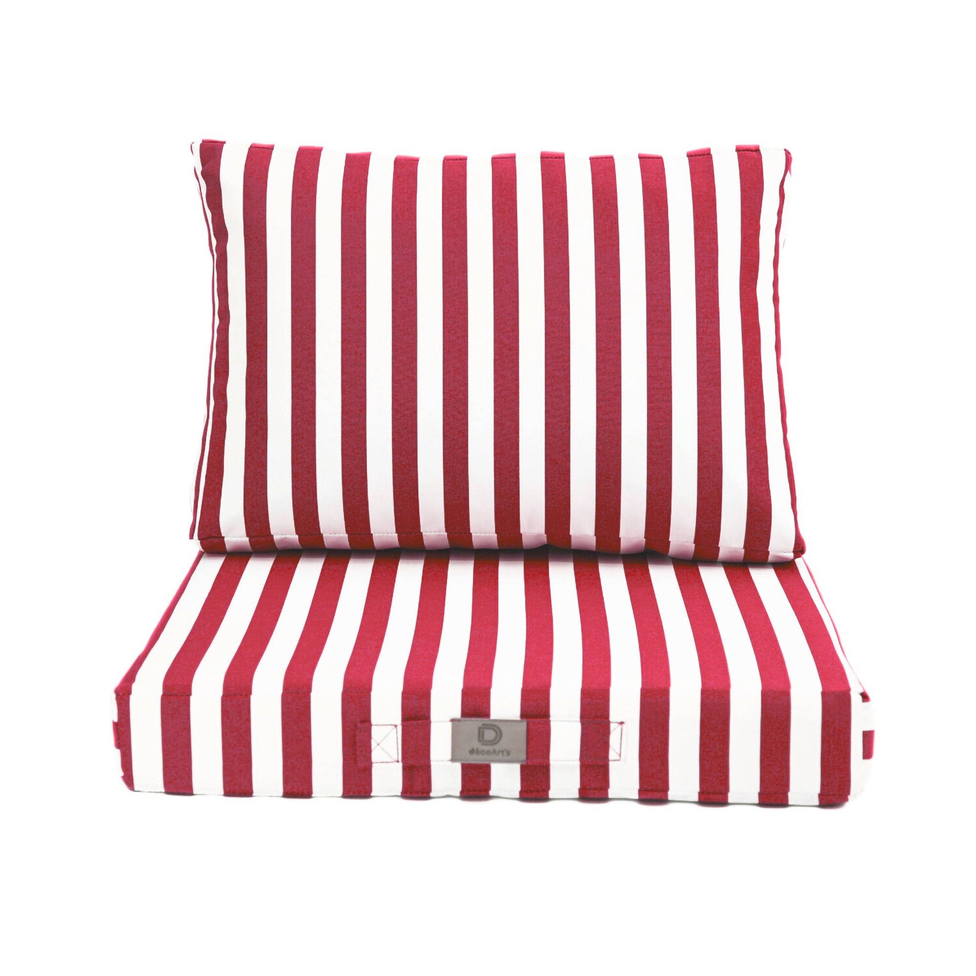 Coussins pour salon de jardin déhoussable 60x60cm Rayure rouge - Déco arts - Image 3