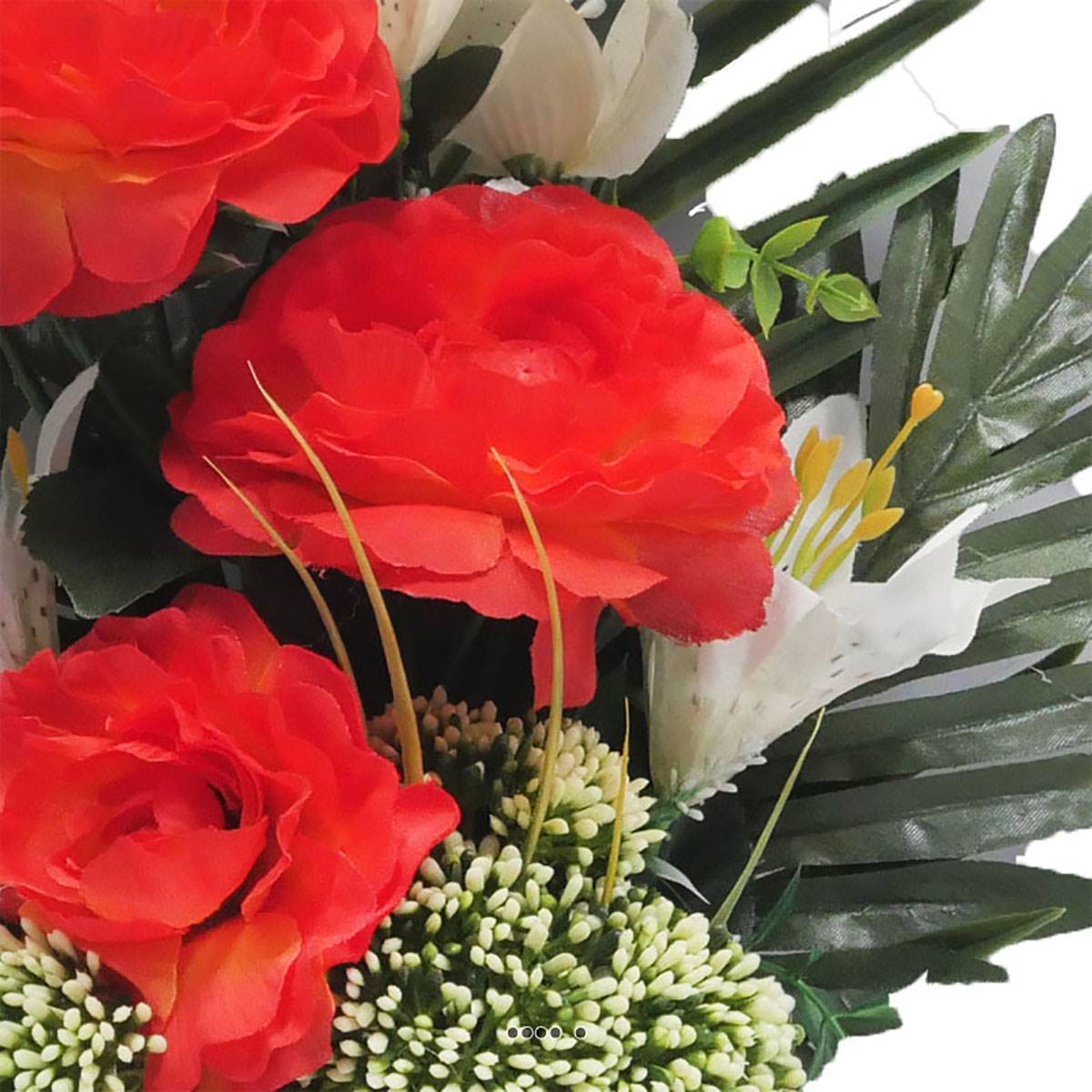 Artificielles - Cône fleurs artificielles cimetière camélias et lys Orange - couleur: Orange 660 - Imagen 3