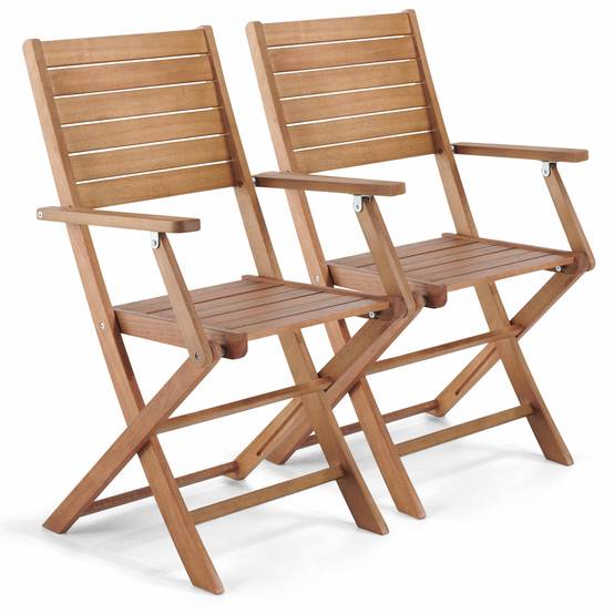 Oviala - Lot de 2 fauteuils en bois d'eucalyptus Canet - Oviala - Image 1