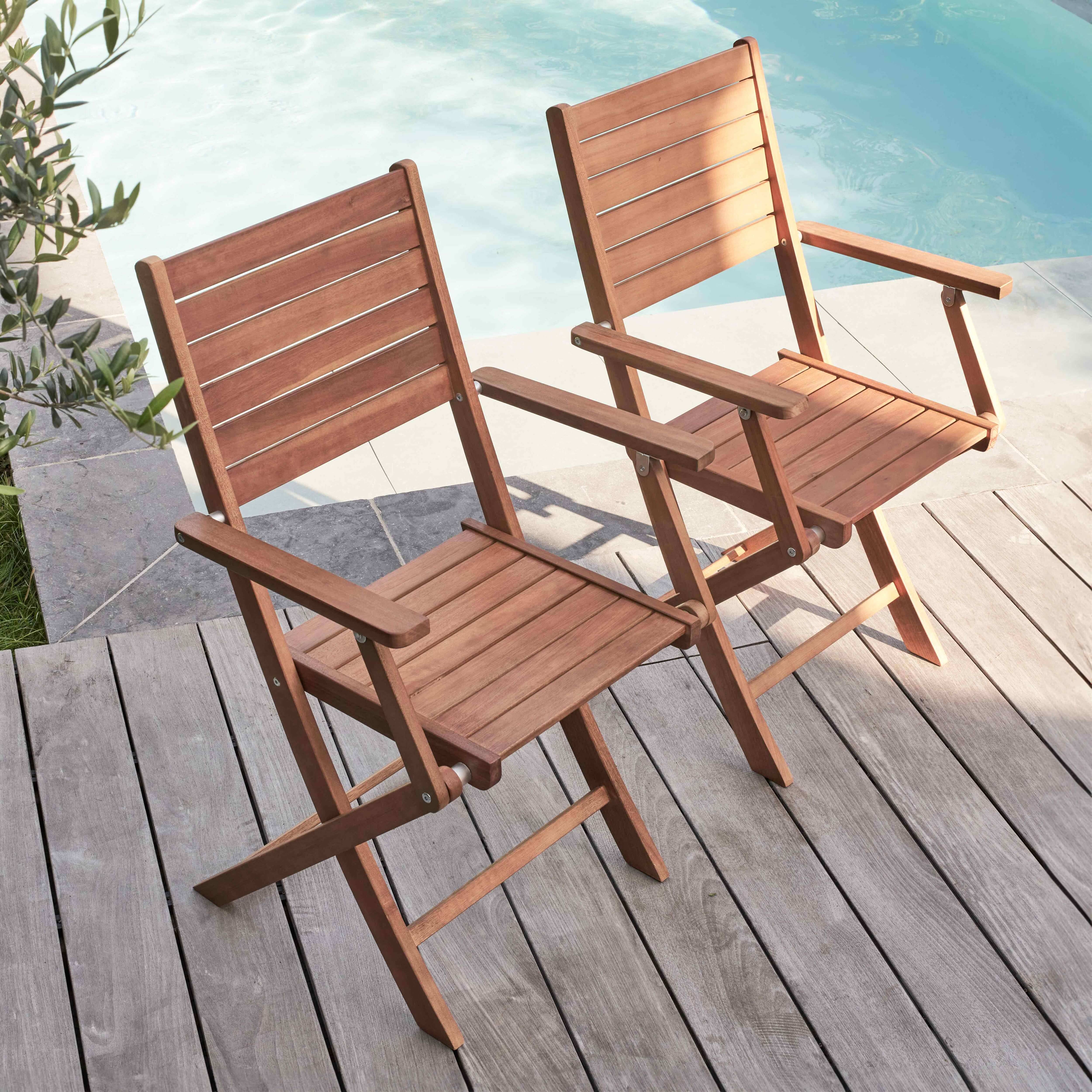 Oviala - Lot de 2 fauteuils en bois d'eucalyptus Canet - Oviala - Image 2