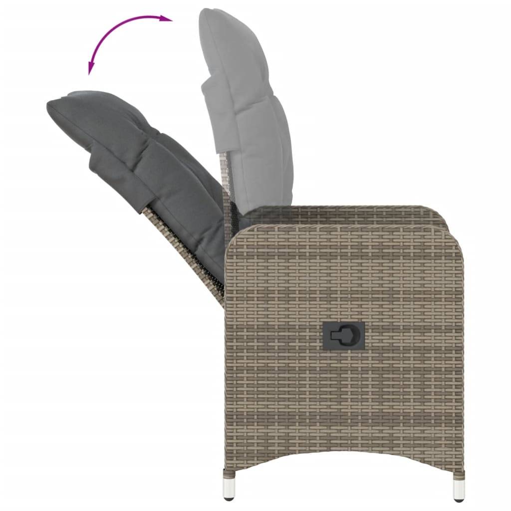 Fauteuil Relax de Jardin Inclinable en Résine Tressée avec Coussin pour Balcon Gris – ComfortXL Outdoor Living - Image 7