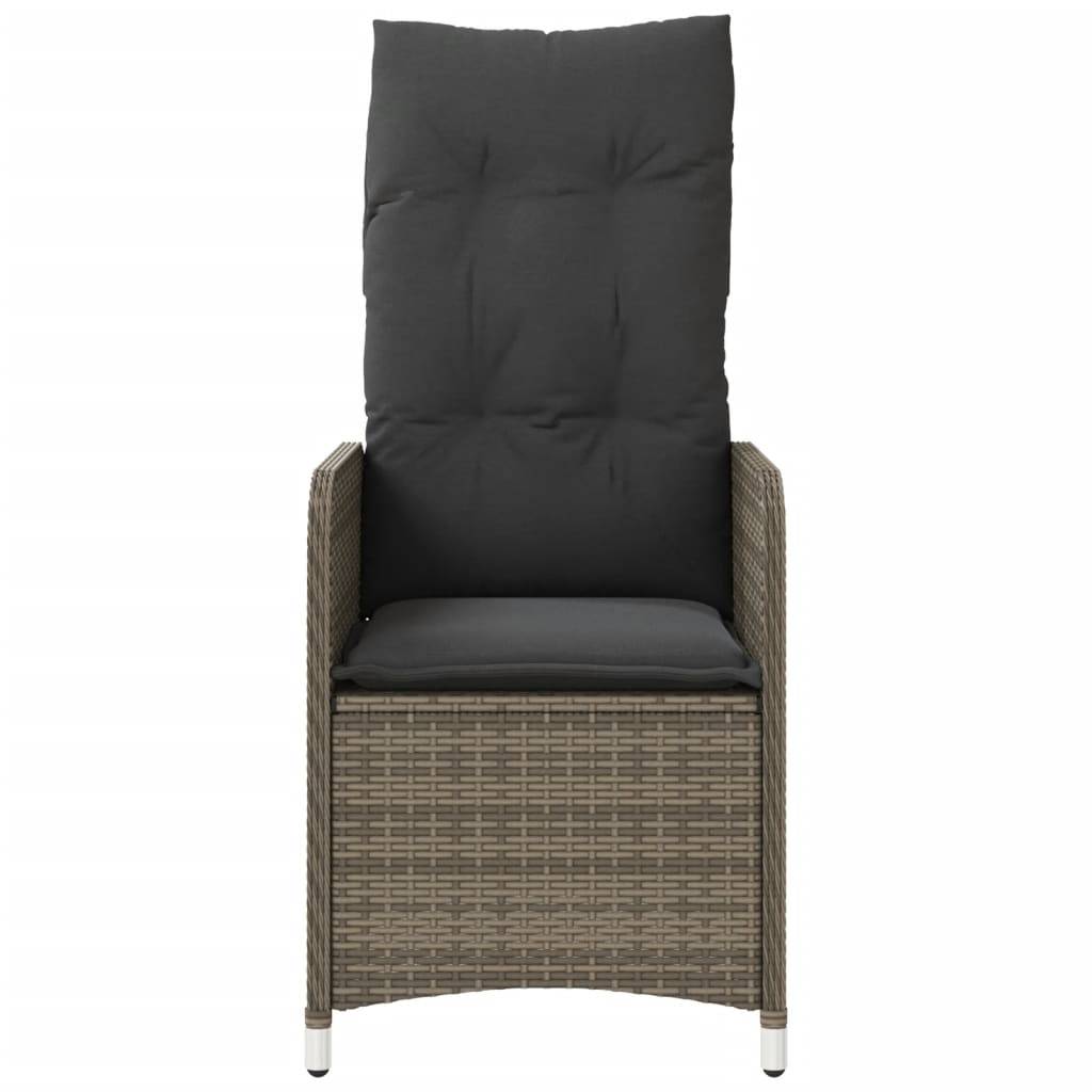 Fauteuil Relax de Jardin Inclinable en Résine Tressée avec Coussin pour Balcon Gris – ComfortXL Outdoor Living - Image 4