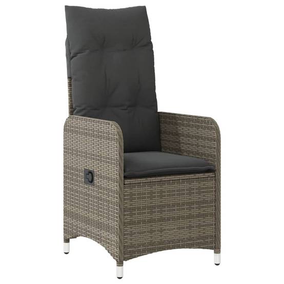 Fauteuil Relax de Jardin Inclinable en Résine Tressée avec Coussin pour Balcon Gris – ComfortXL Outdoor Living - Image 2