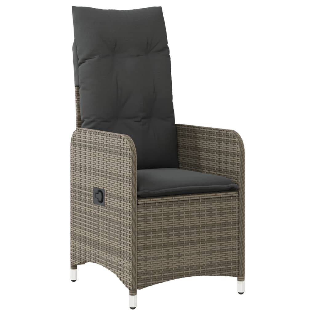 Fauteuil Relax de Jardin Inclinable en Résine Tressée avec Coussin pour Balcon Gris – ComfortXL Outdoor Living - Image 2