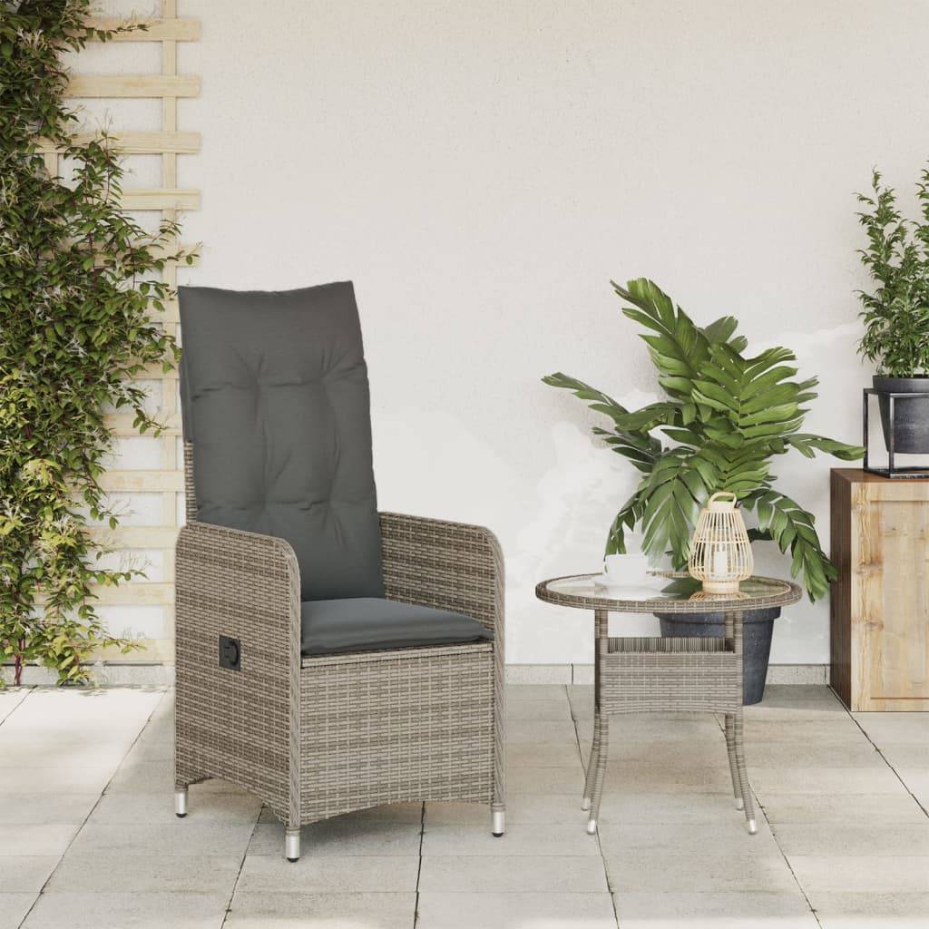 Fauteuil Relax de Jardin Inclinable en Résine Tressée avec Coussin pour Balcon Gris – ComfortXL Outdoor Living - Image 3