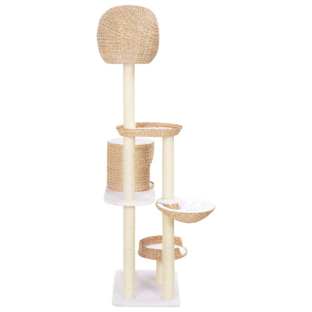 Helloshop26 - Arbre à chat griffoir grattoir niche jouet animaux peluché en sisal herbiers marins beige - Imagen 2