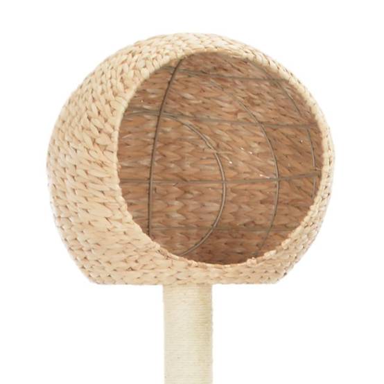 Helloshop26 - Arbre à chat griffoir grattoir niche jouet animaux peluché en sisal herbiers marins beige - Imagen 3