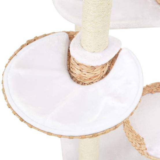 Helloshop26 - Arbre à chat griffoir grattoir niche jouet animaux peluché en sisal herbiers marins beige - Imagen 5