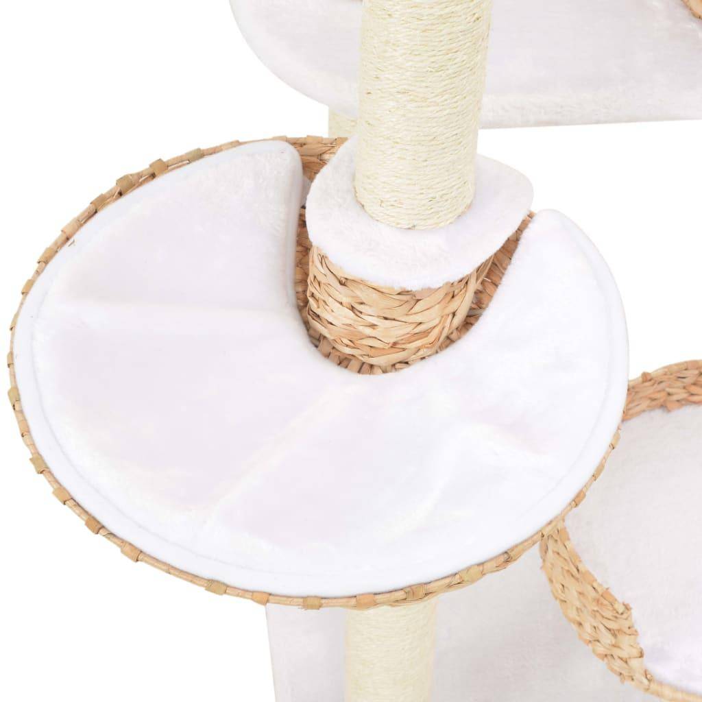 Helloshop26 - Arbre à chat griffoir grattoir niche jouet animaux peluché en sisal herbiers marins beige - Imagen 5