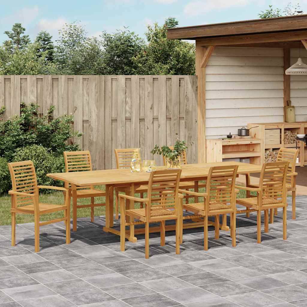 Ensemble de salle à manger pour jardin Bois de teck Marron 280 x 100 x 75 cm - PANGIVO - Image 4