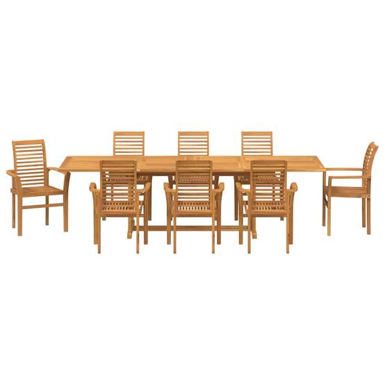 Ensemble de salle à manger pour jardin Bois de teck Marron 280 x 100 x 75 cm - PANGIVO - Image 7