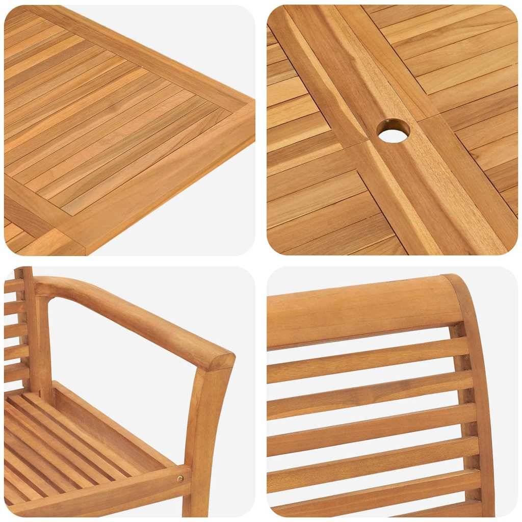 Ensemble de salle à manger pour jardin Bois de teck Marron 280 x 100 x 75 cm - PANGIVO - Image 9