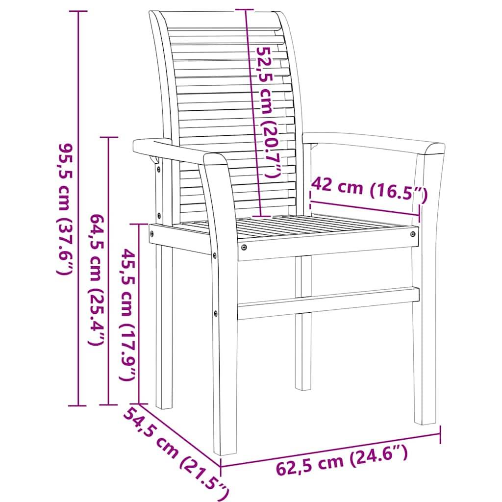 Ensemble de salle à manger pour jardin Bois de teck Marron 280 x 100 x 75 cm - PANGIVO - Image 8