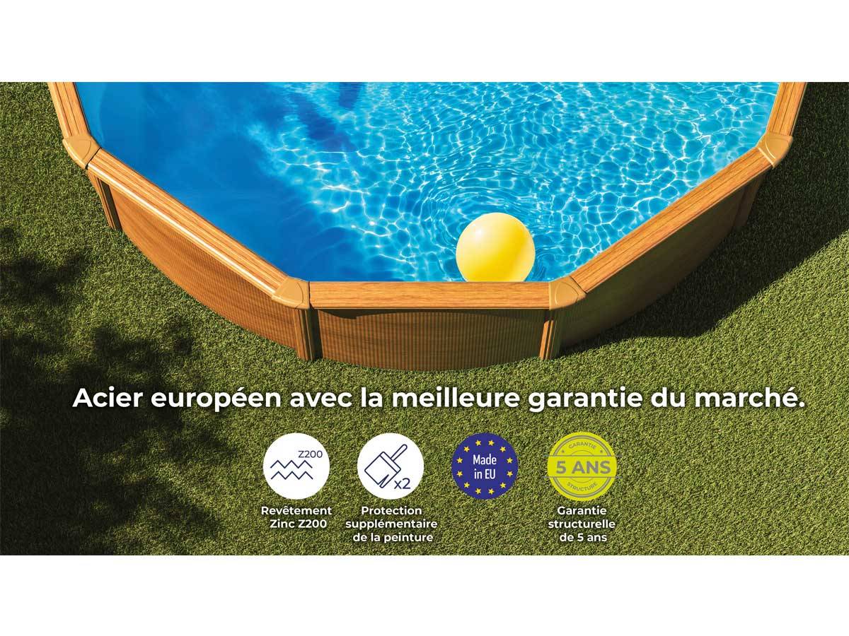 Gre Pools - Piscine ronde acier Ø5,70m x H: 1,32m - Imitation bois - Filtration à sable - Image 9