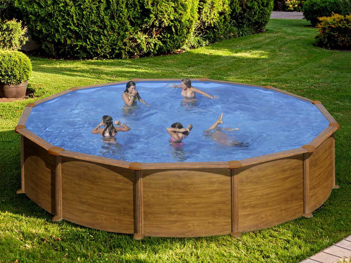 Gre Pools - Piscine ronde acier Ø5,70m x H: 1,32m - Imitation bois - Filtration à sable - Image 10