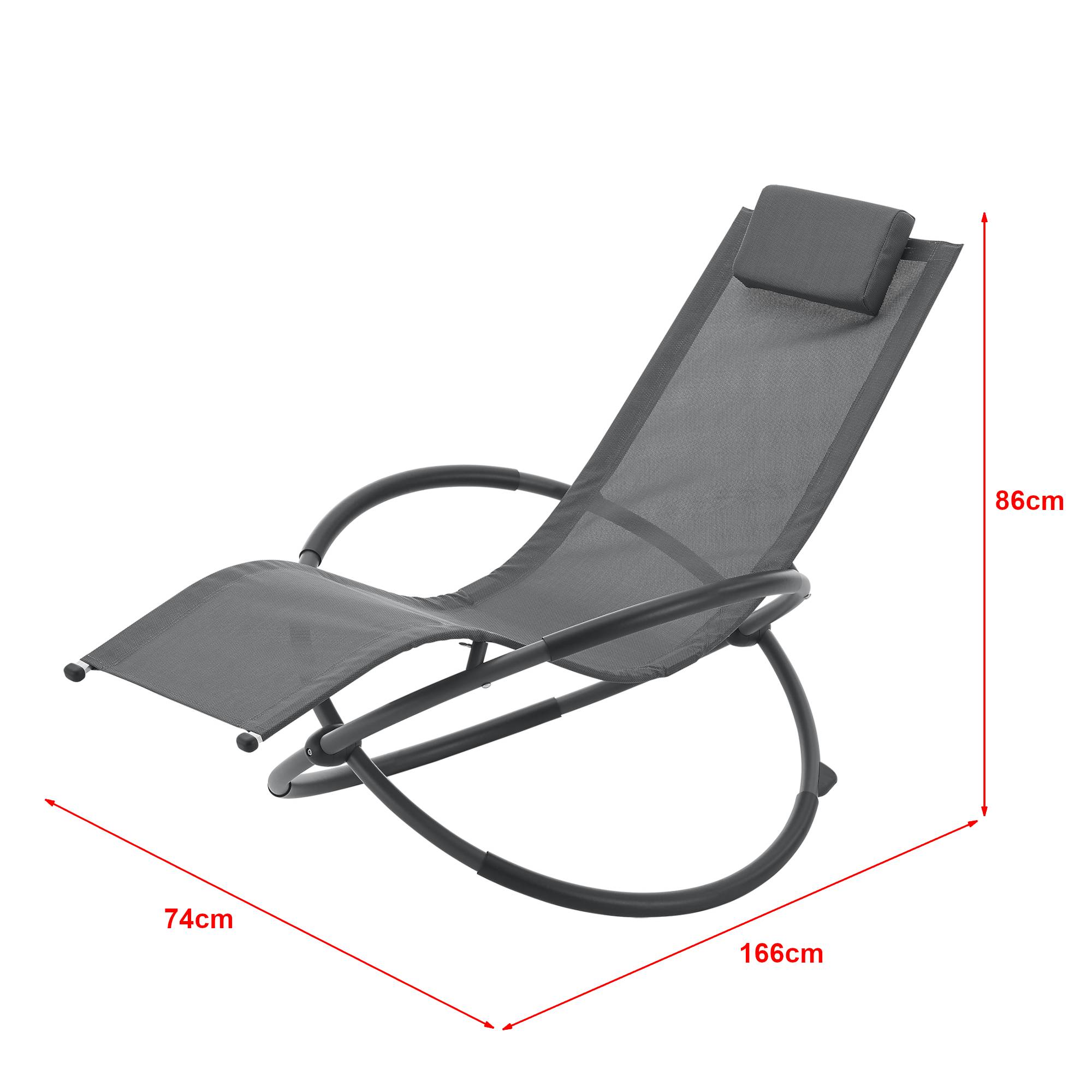 Silla de jardín mecedora Pulsano capacidad de carga 150 kg gris oscuro [en.casa] - Imagen 3