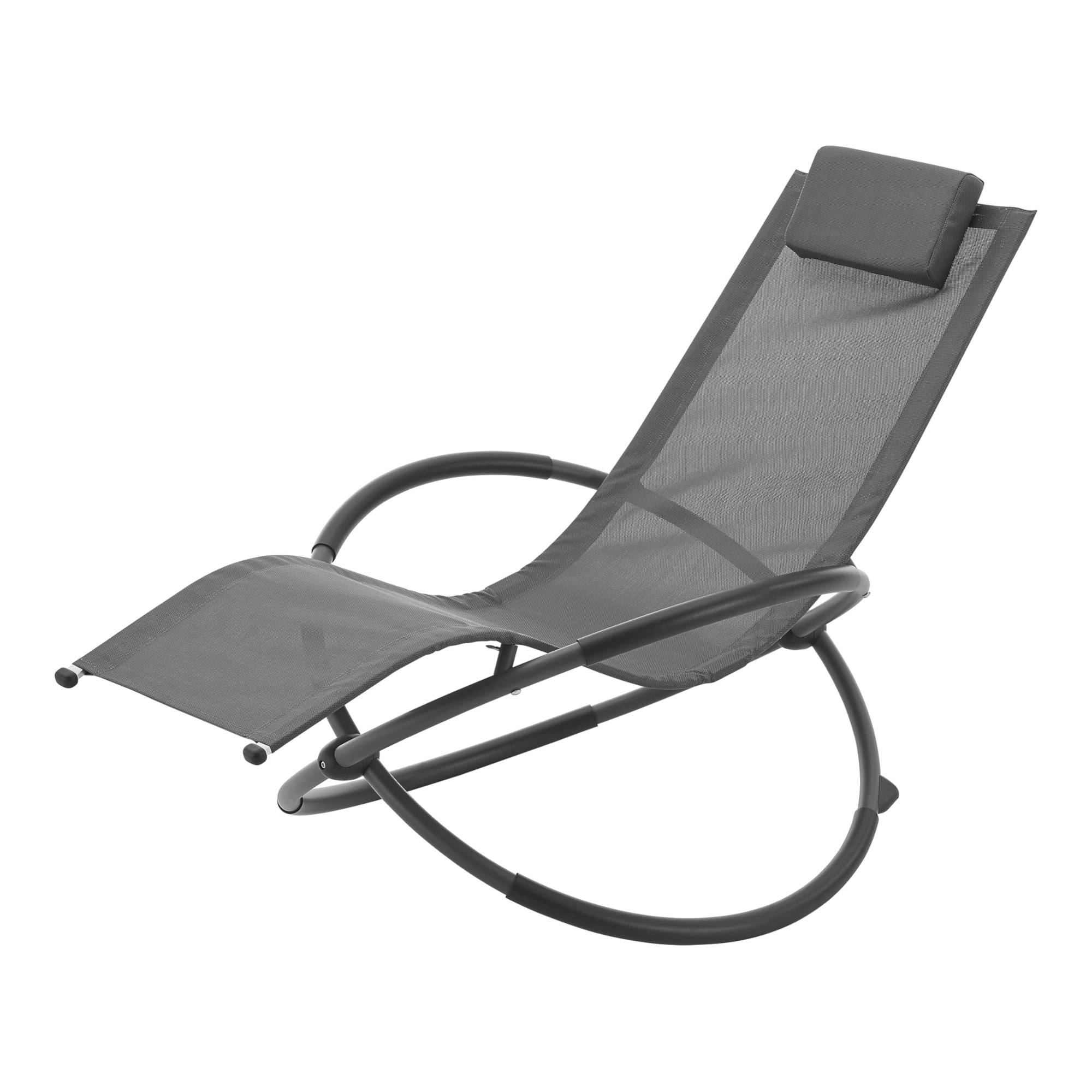 Silla de jardín mecedora Pulsano capacidad de carga 150 kg gris oscuro [en.casa] - Imagen 1