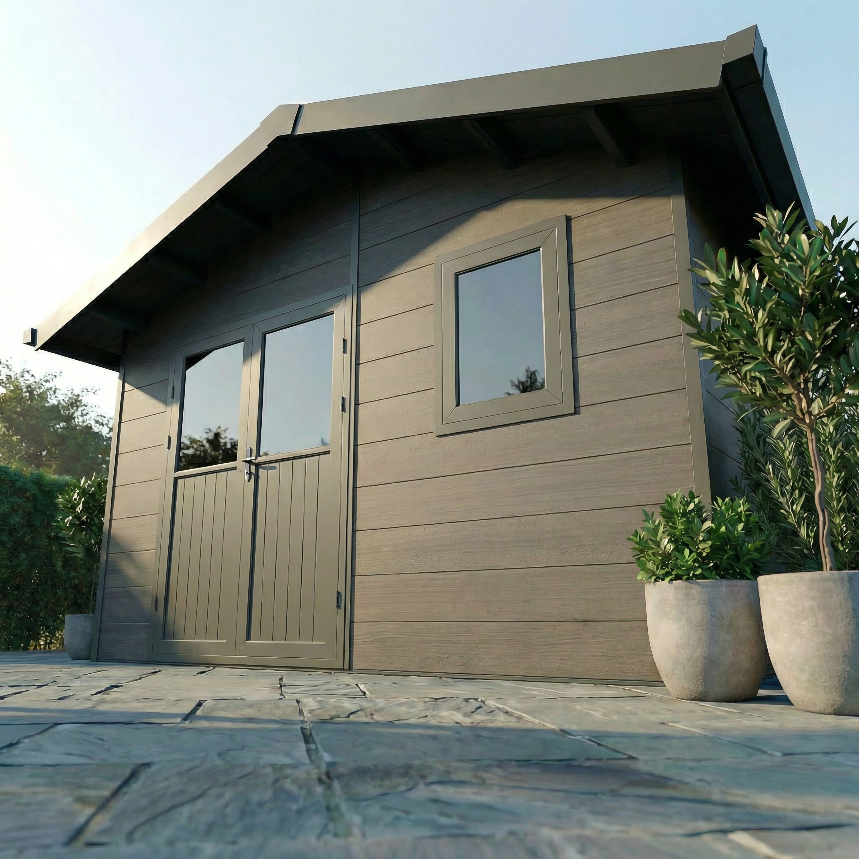 Abri de Jardin Composite ISORA - 15m2 Gris - Cabane Atelier / Abri Velo - Image 2