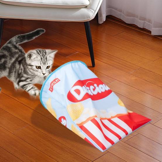 Tunnel pour chat- en forme de sac - Pliable avec boules en peluche - Stimulation interactive - Living123 - Image 2