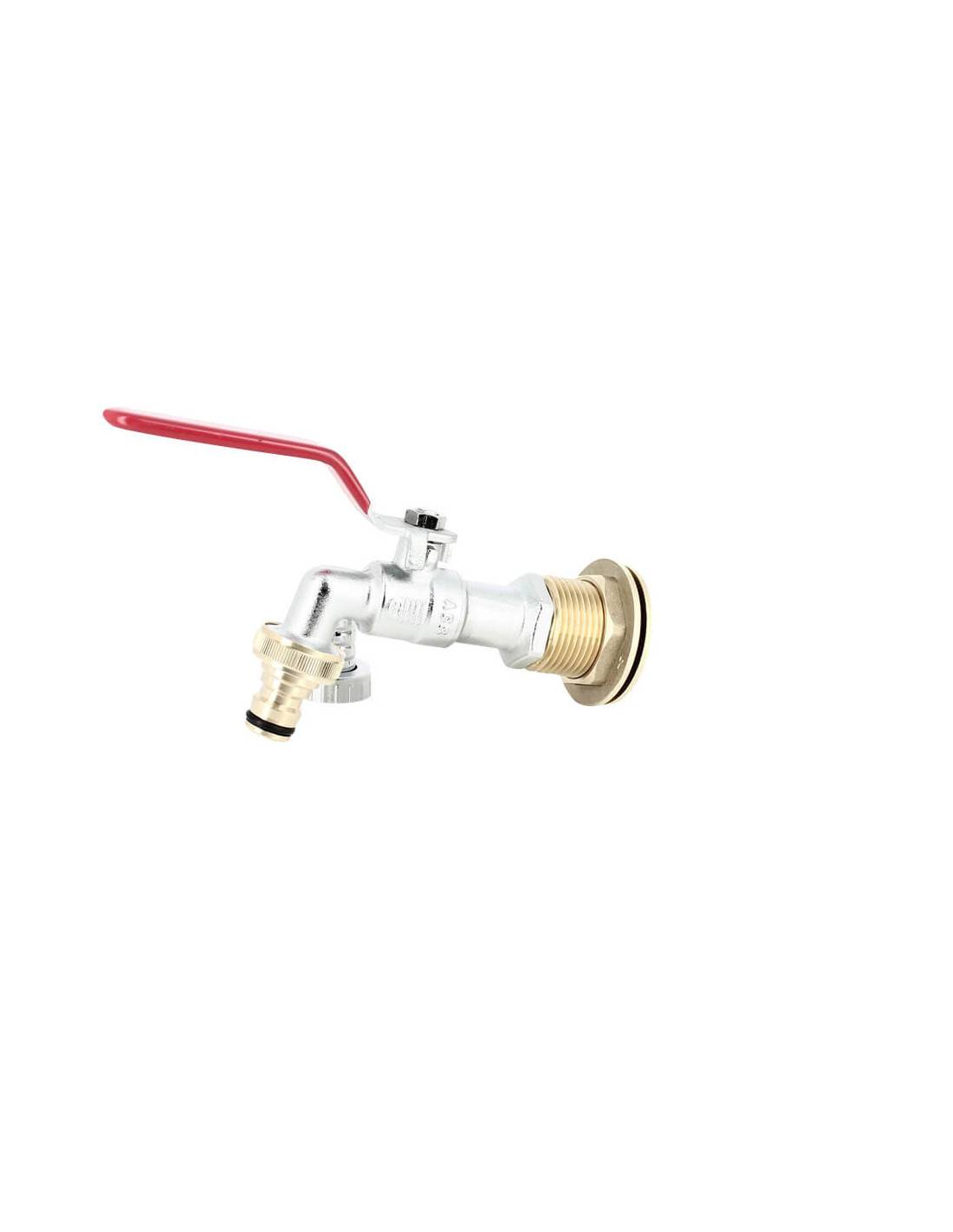 Passe paroi laiton mâle 1'' - femelle 3/4'' avec robinet laiton chromé + nez 20x27 - Imagen 5