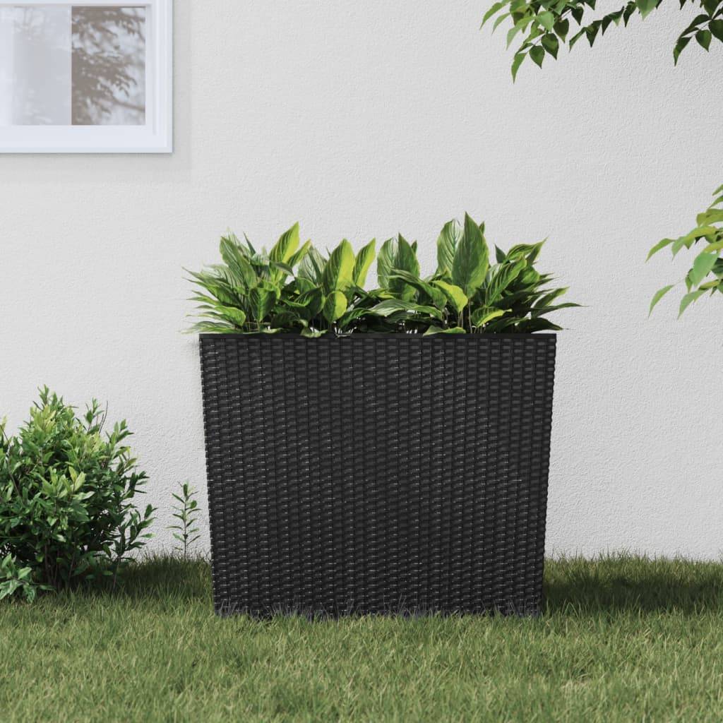 ComfortXL - Jardinière Rectangulaire Aspect Rotin avec Bac Intérieur Amovible 58x18x50 cm Anthracite - ComfortXL Outdoor Living - Image 1