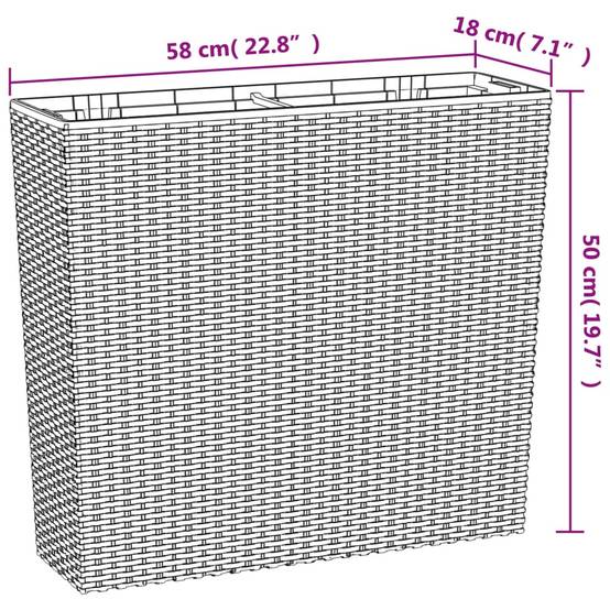 ComfortXL - Jardinière Rectangulaire Aspect Rotin avec Bac Intérieur Amovible 58x18x50 cm Anthracite - ComfortXL Outdoor Living - Image 8