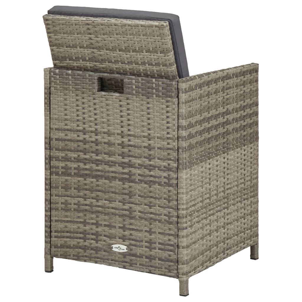 Chaises de jardin avec coussins résine tressée gris 52 x 56 x 67/85 cm (lot de 2) - PANGIVO - Image 6