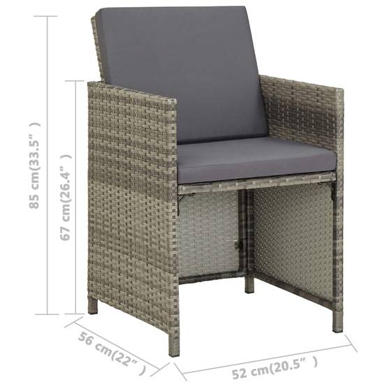 Chaises de jardin avec coussins résine tressée gris 52 x 56 x 67/85 cm (lot de 2) - PANGIVO - Image 8