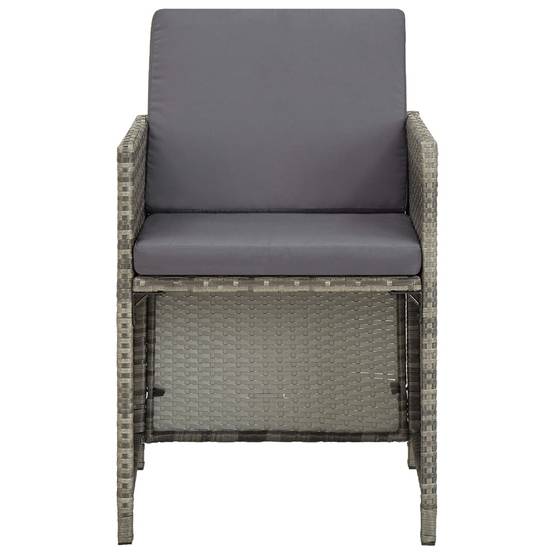Chaises de jardin avec coussins résine tressée gris 52 x 56 x 67/85 cm (lot de 2) - PANGIVO - Image 3