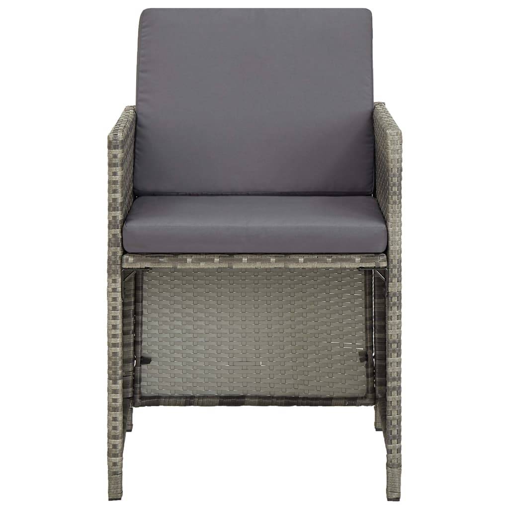 Chaises de jardin avec coussins résine tressée gris 52 x 56 x 67/85 cm (lot de 2) - PANGIVO - Image 3