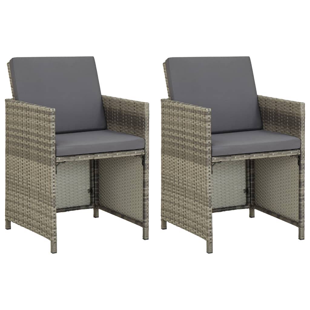 Chaises de jardin avec coussins résine tressée gris 52 x 56 x 67/85 cm (lot de 2) - PANGIVO - Image 1