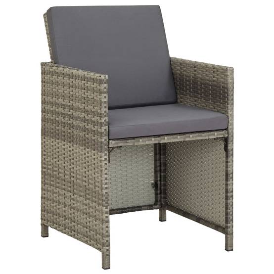 Chaises de jardin avec coussins résine tressée gris 52 x 56 x 67/85 cm (lot de 2) - PANGIVO - Image 2