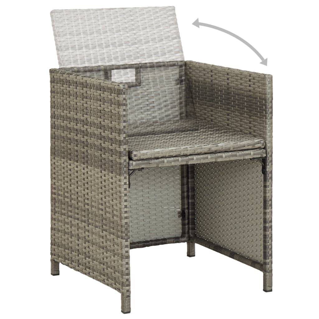 Chaises de jardin avec coussins résine tressée gris 52 x 56 x 67/85 cm (lot de 2) - PANGIVO - Image 4