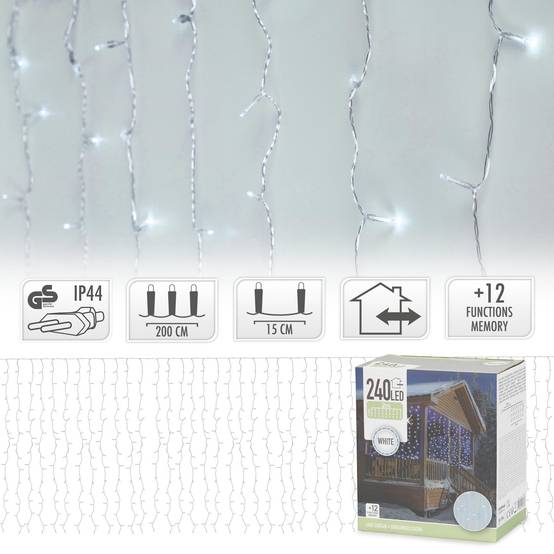 Ecd-Germany - Rideau pendant lumineux de Noël 240 LED blanc froid IP44 2m intérieur/extérieur - Imagen 9