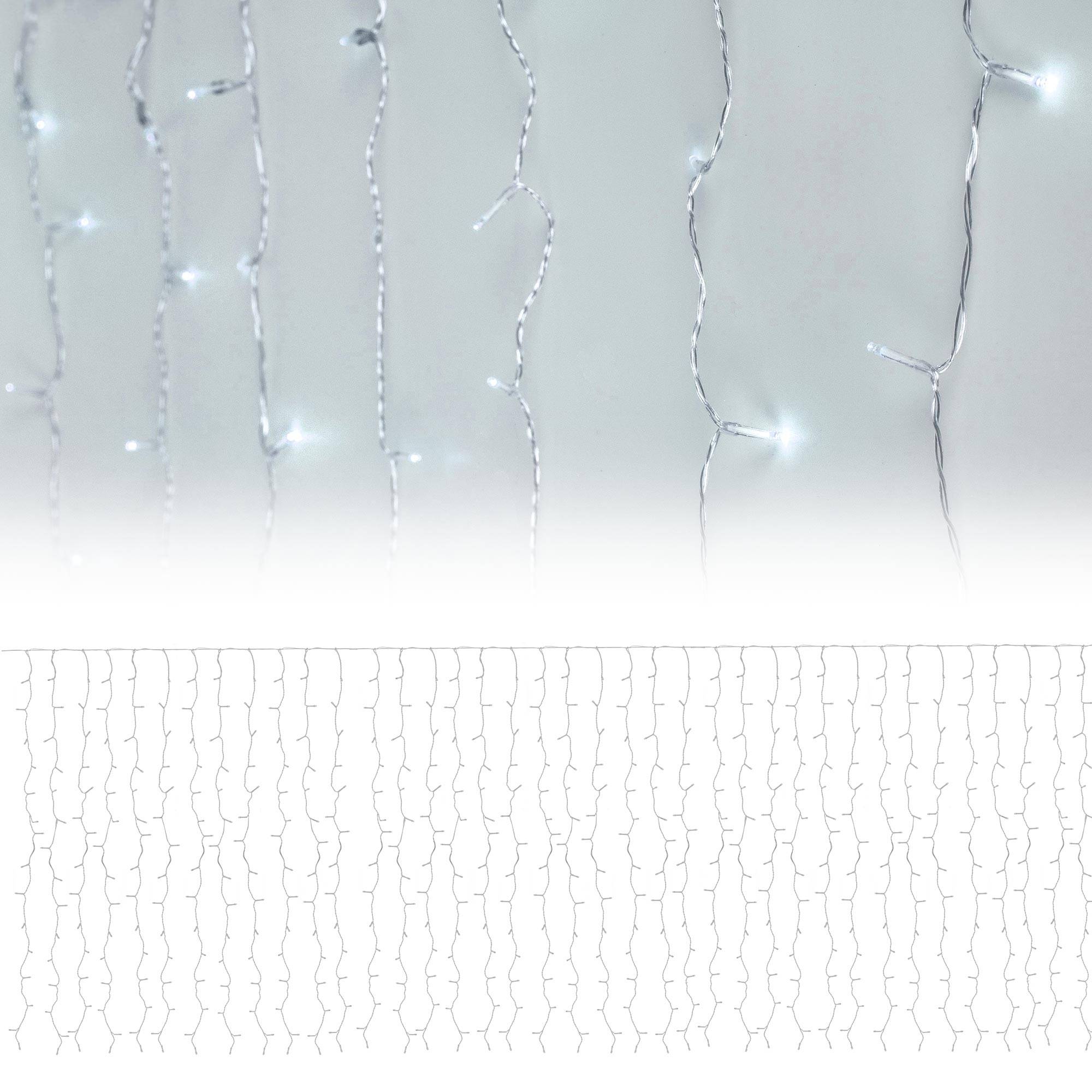 Ecd-Germany - Rideau pendant lumineux de Noël 240 LED blanc froid IP44 2m intérieur/extérieur - Imagen 3