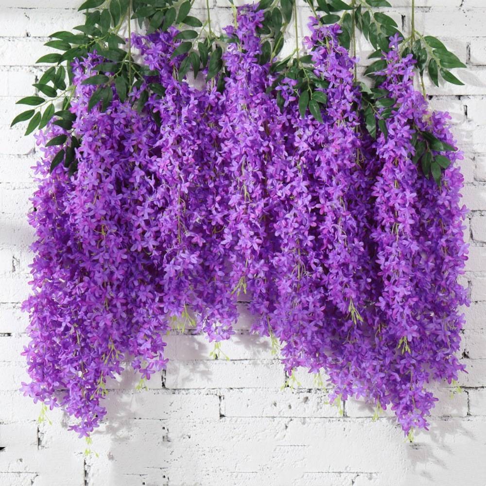 Lytech - Lot de 12 Rotins de Glycine et Violet Artificiels Violet - Décoration Plafond Mariage Élégante - Lytech