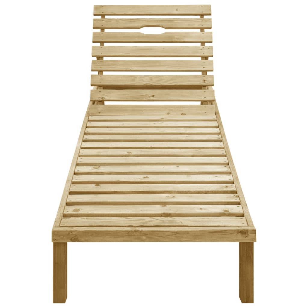 Helloshop26 - Transat chaise longue bain de soleil lit de jardin terrasse meuble d'extérieur avec coussin crème bois de pin imprégné - Imagen 3