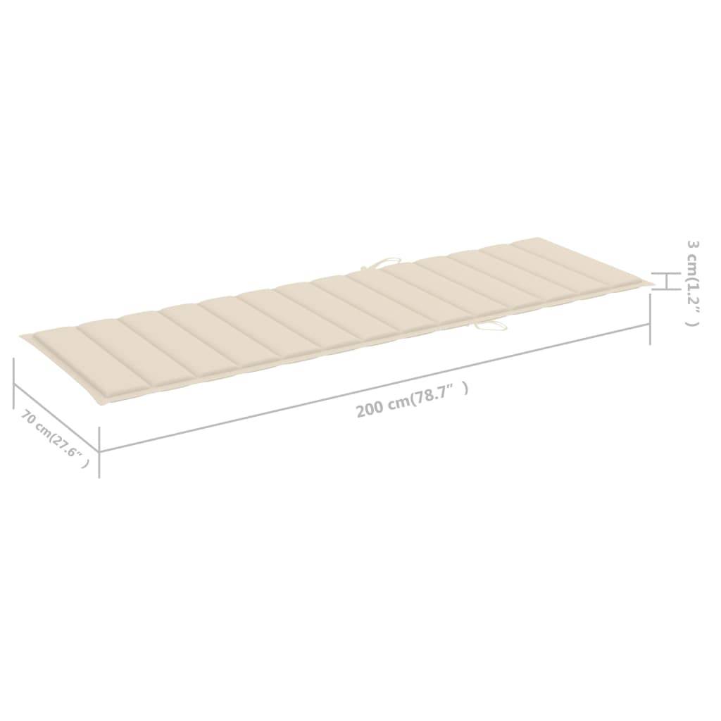 Helloshop26 - Transat chaise longue bain de soleil lit de jardin terrasse meuble d'extérieur avec coussin crème bois de pin imprégné - Imagen 7