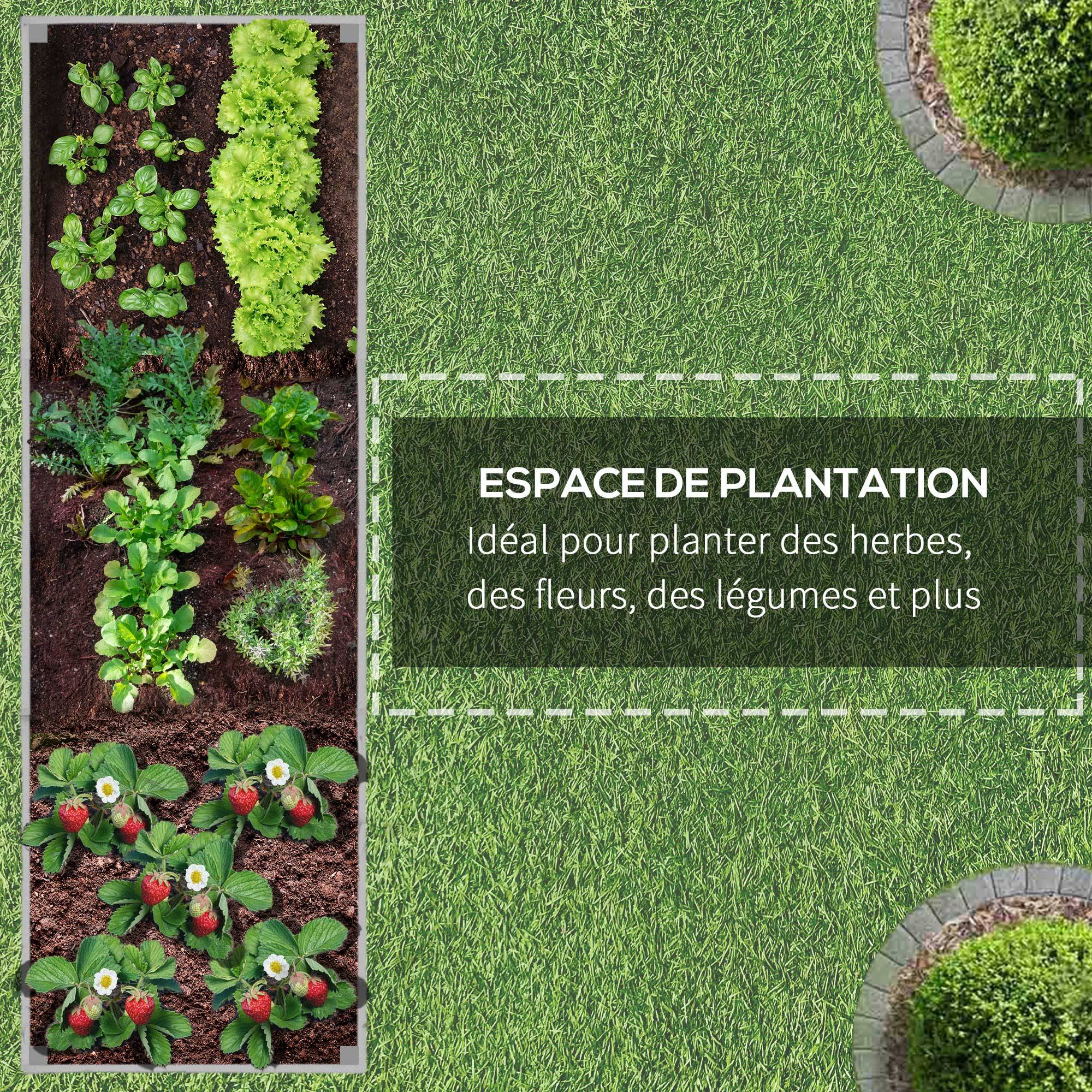 Outsunny - Jardinière sur roulettes rectangulaire Inserts d'irrigation Feutre de Drainage Inclus métal Bois massif gris - Outsunny - Image 6