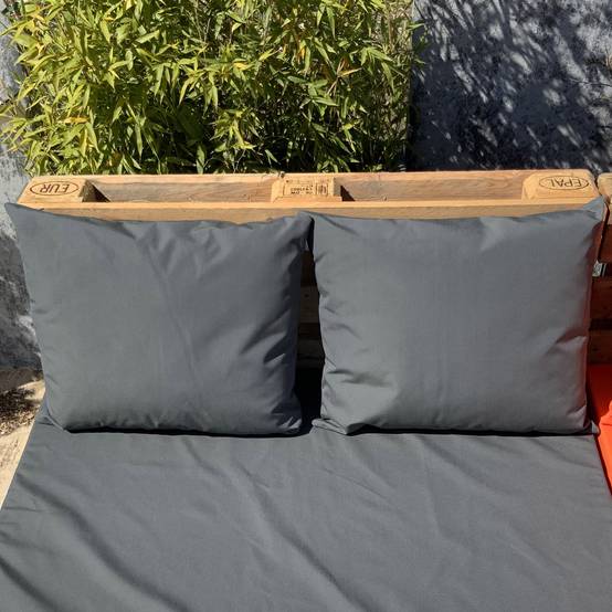 Home Maison - Ensemble de 2 coussins extérieurs pour salon palette - HOME MAISON - Polyester - Gris anthracite - Image 1