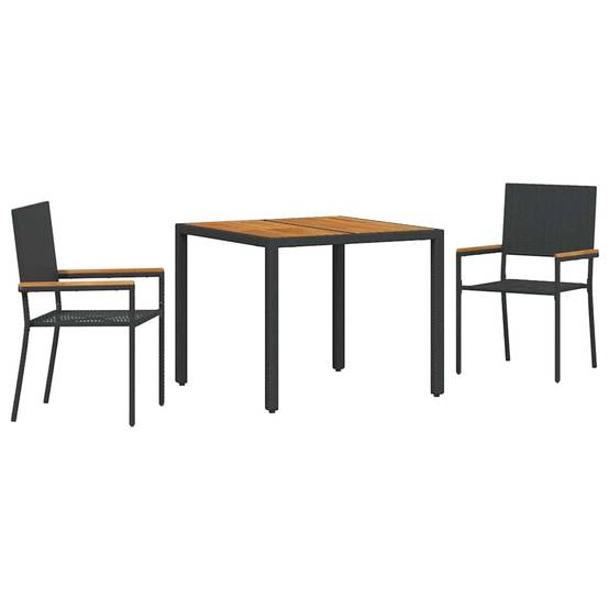 Ensemble de salle à manger pour jardin 3 pcs Noir polyrotin 90 x 90 x 75 cm, Poids :25kg - PANGIVO - Image 2