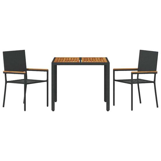 Ensemble de salle à manger pour jardin 3 pcs Noir polyrotin 90 x 90 x 75 cm, Poids :25kg - PANGIVO - Image 7