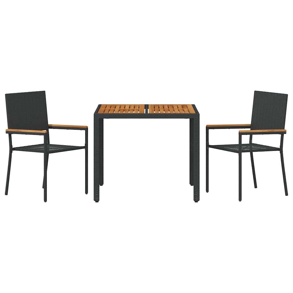 Ensemble de salle à manger pour jardin 3 pcs Noir polyrotin 90 x 90 x 75 cm, Poids :25kg - PANGIVO - Image 7