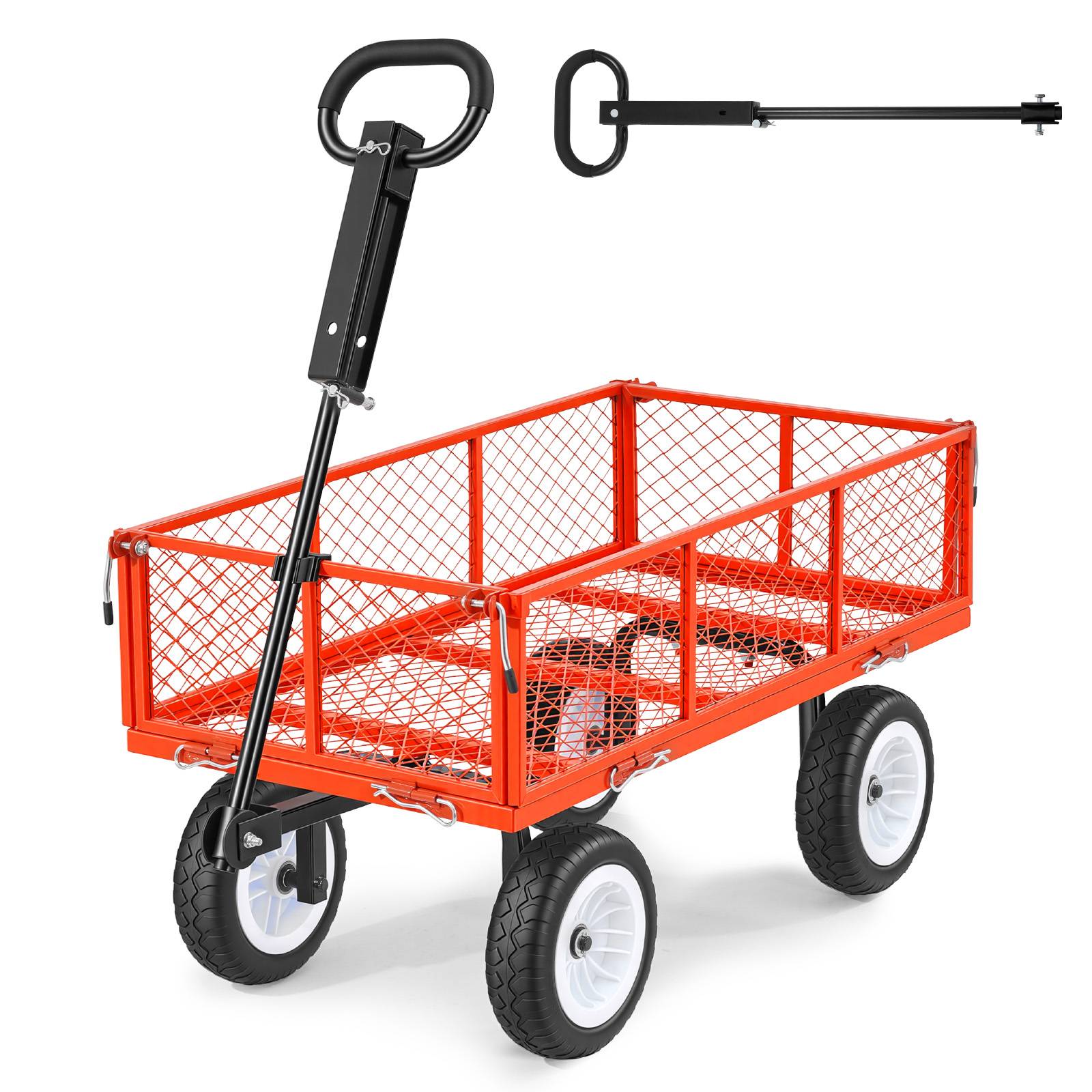 Vevor - VEVOR Chariot de jardin acier 408,2 kg, pneus PU 25,4 cm increvables, côtés amovibles, poignée réglable, kit d'accessoires, rouge. - Image 1