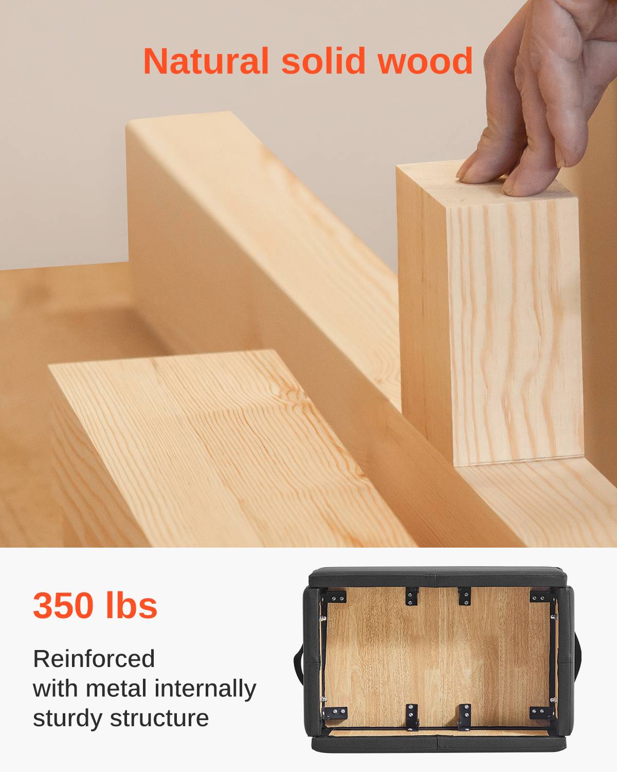 Vevor - VEVOR Boîte Reformer Pilates 62,5x43,5x24 cm, assise en PU sur base bois renforcée, confort et stabilité pour entraînements et rééducation. - Image 2