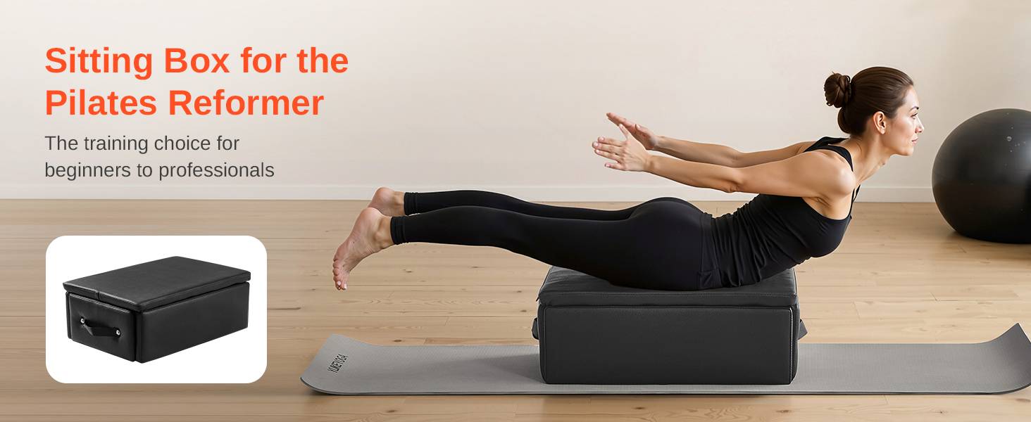 Vevor - VEVOR Boîte Reformer Pilates 62,5x43,5x24 cm, assise en PU sur base bois renforcée, confort et stabilité pour entraînements et rééducation. - Image 9