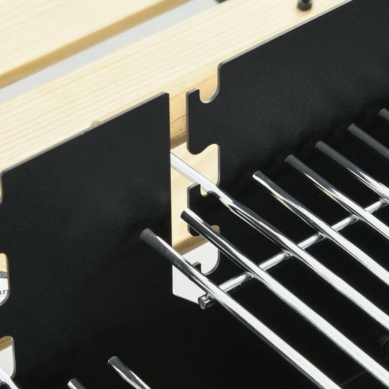 Barbecue à charbon BBQ grill sur pied avec double gril réglable 2 roues et 2 étagères dim. 113L x 53,5l x 82,5H cm noir - Image 10