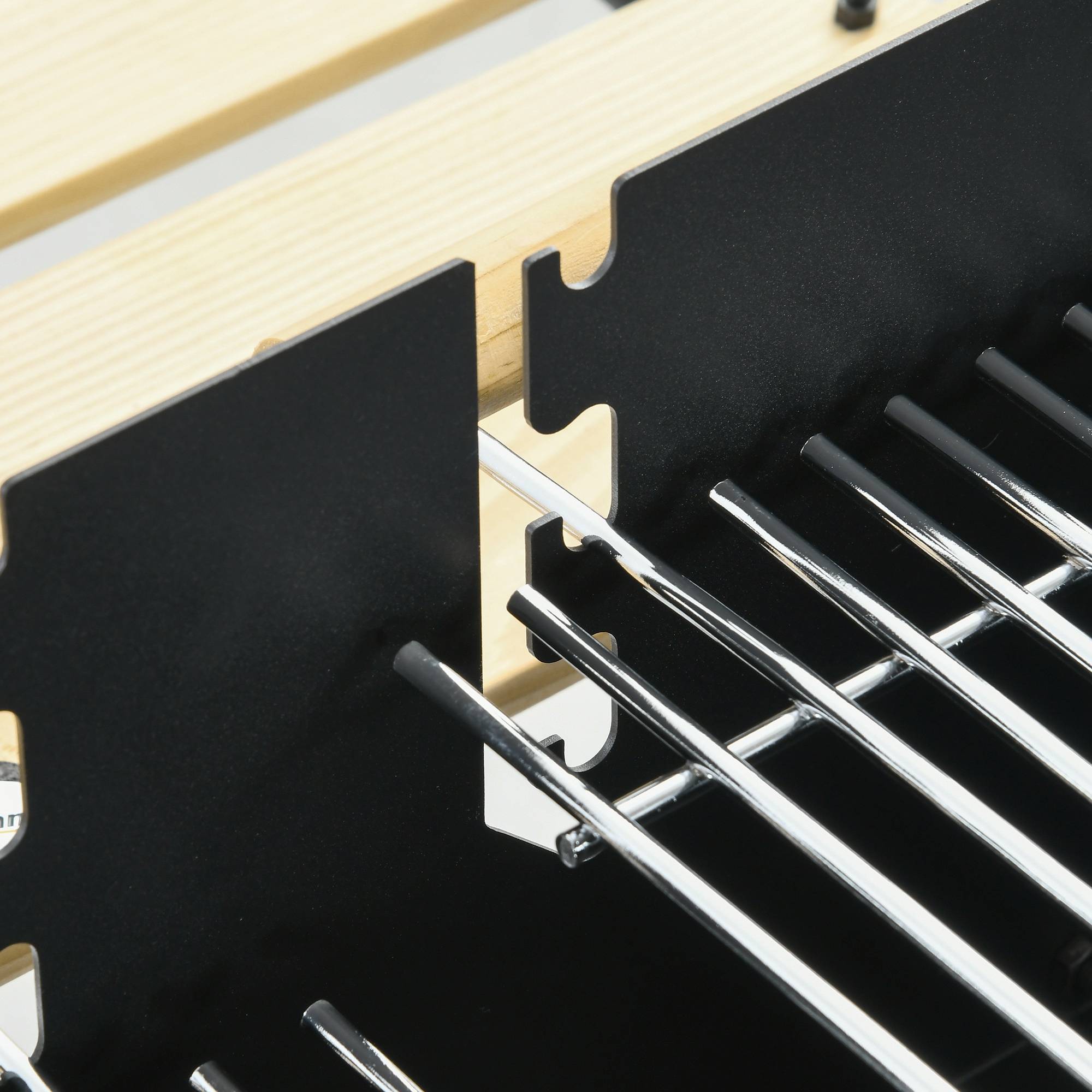 Barbecue à charbon BBQ grill sur pied avec double gril réglable 2 roues et 2 étagères dim. 113L x 53,5l x 82,5H cm noir - Image 10
