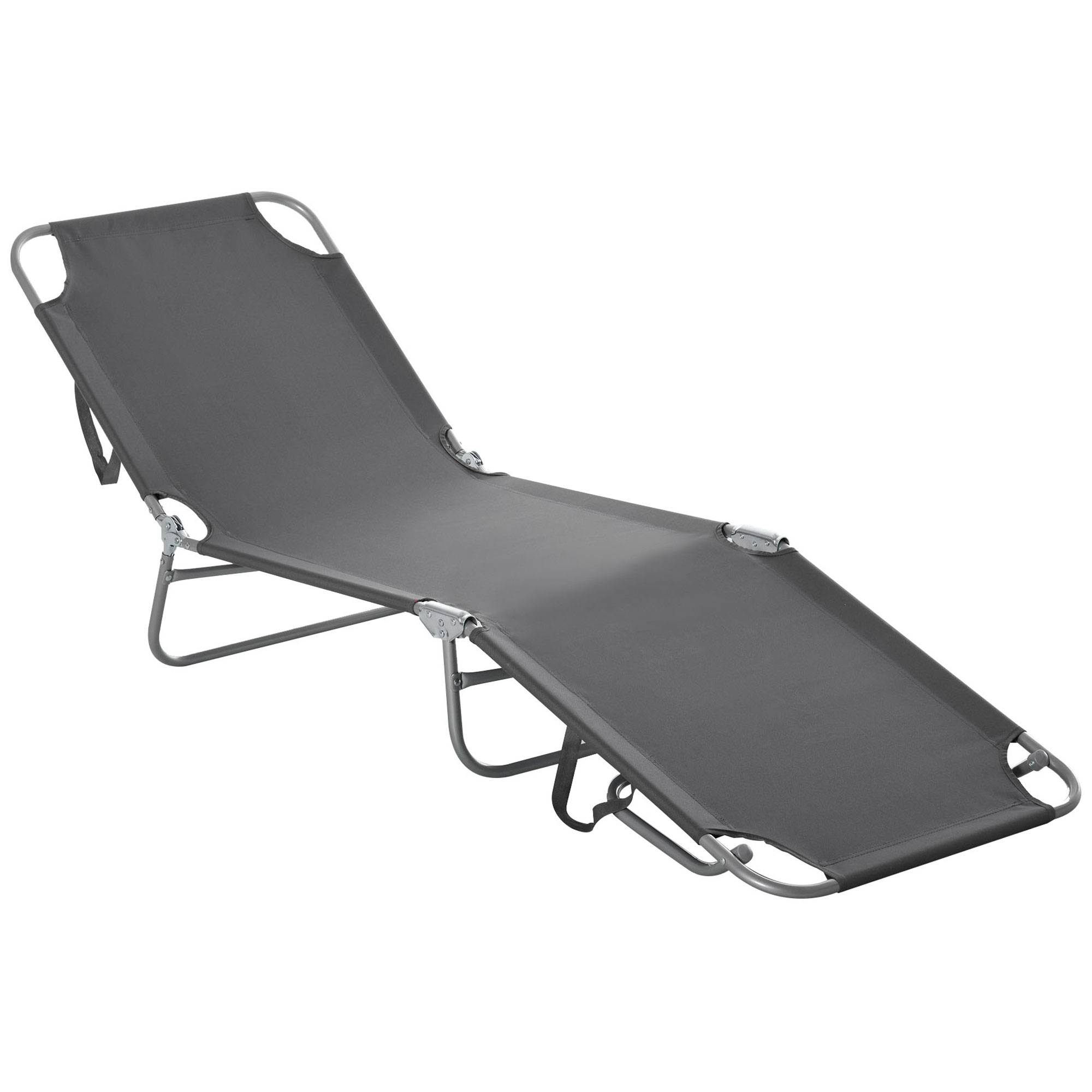 Bain de Soleil transat Pliable Dossier réglable Multipositions métal et Polyester Gris fr119 - Image 2